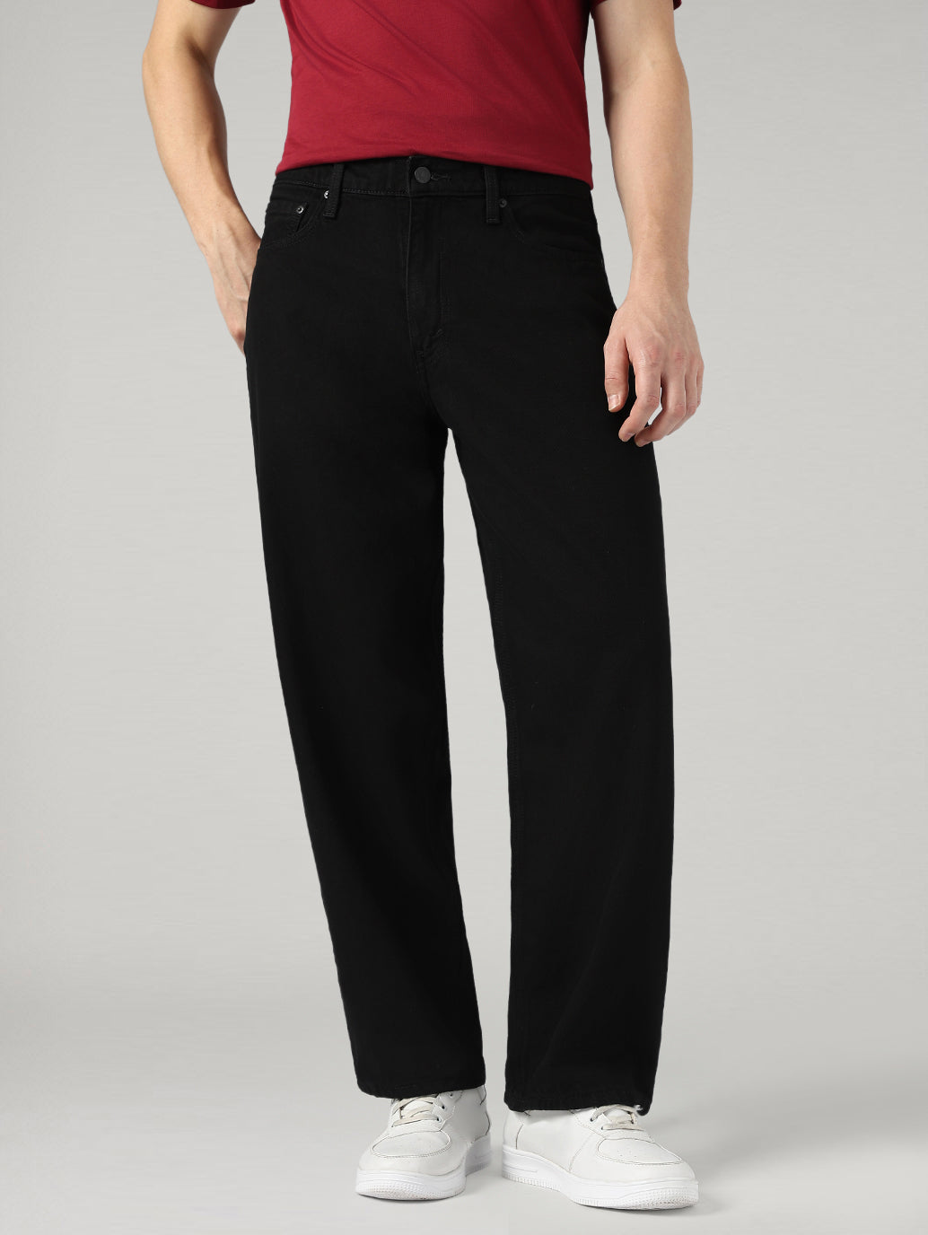 Men's 578 Black Baggy Fit Mid Rise Jeans - Front View