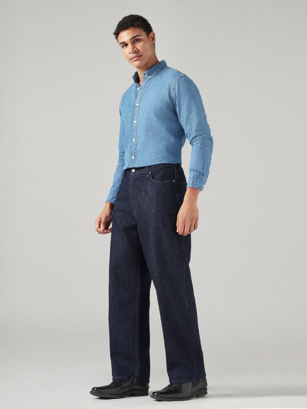 Men's 578 Dark Blue Baggy Fit Mid Rise Jeans - SIde View