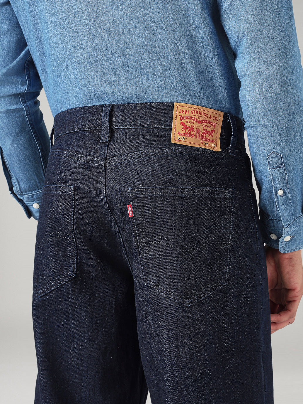 Men's 578 Dark Blue Baggy Fit Mid Rise Jeans - 20 View