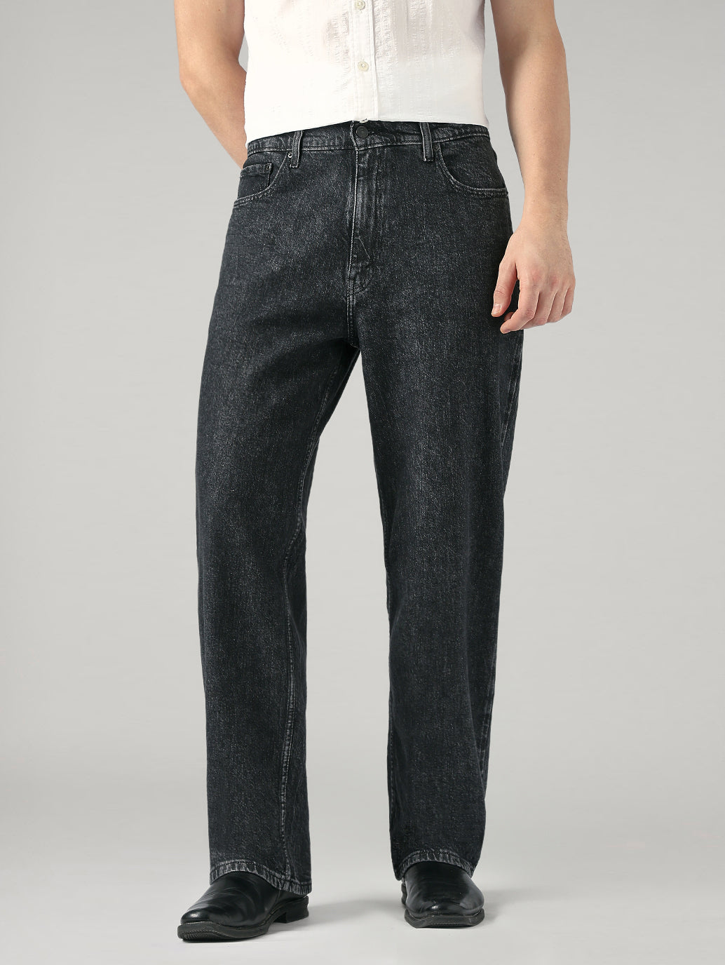 Men's 578 Black Baggy Fit Mid Rise Jeans - Front View
