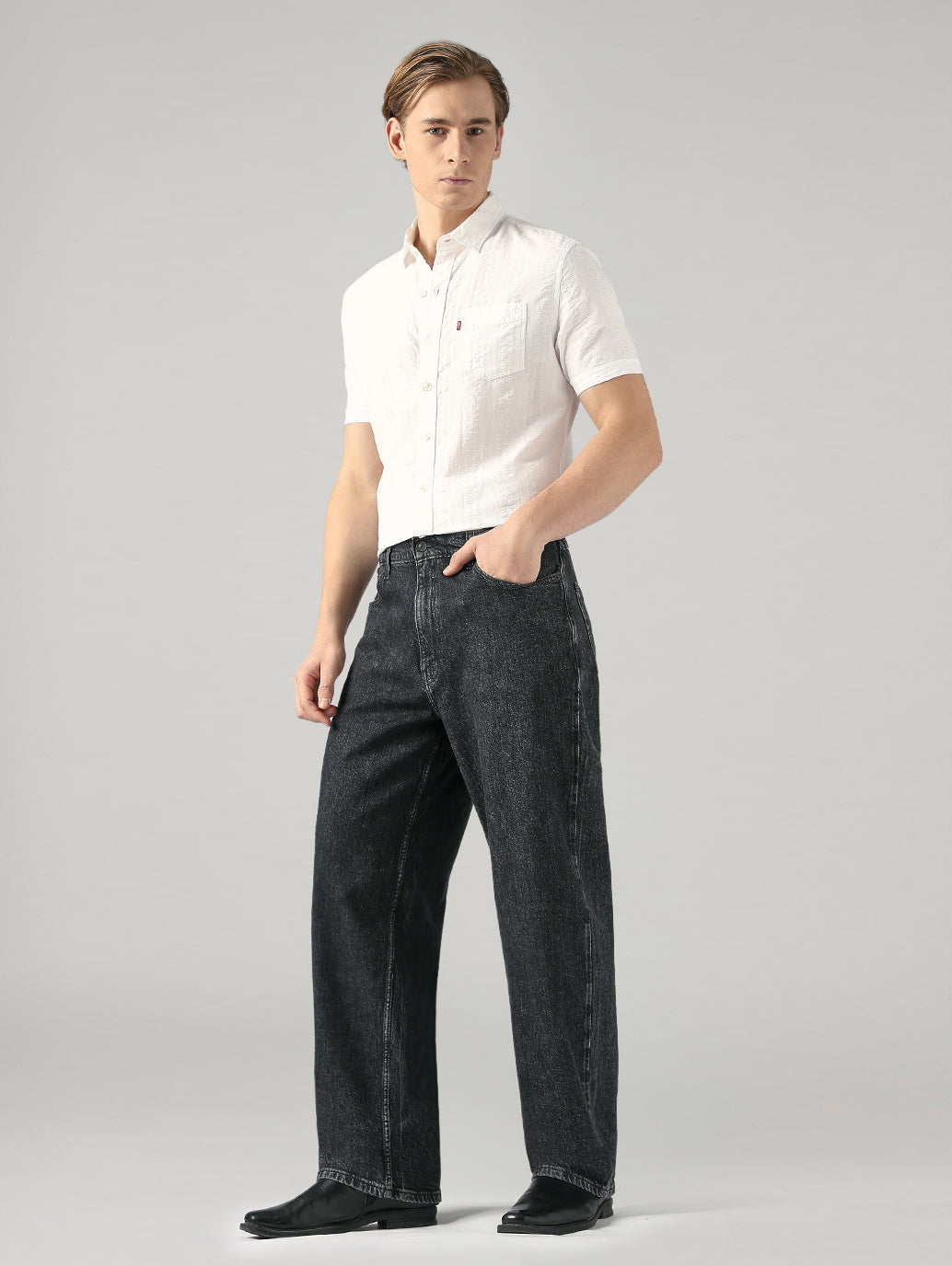 Men's 578 Black Baggy Fit Mid Rise Jeans - Side View