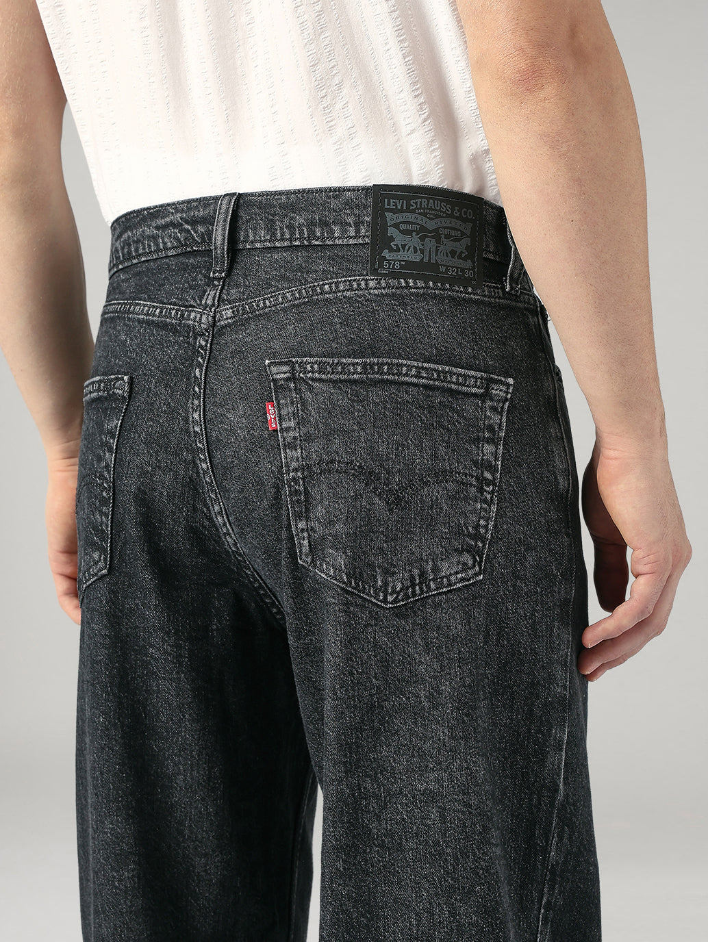 Men's 578 Black Baggy Fit Mid Rise Jeans - 20 View