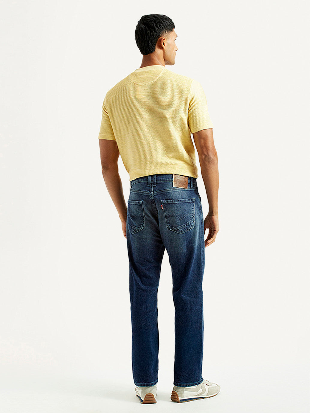 Men's 555 Blue Relaxed Straight Fit Mid Rise Jeans - Back View