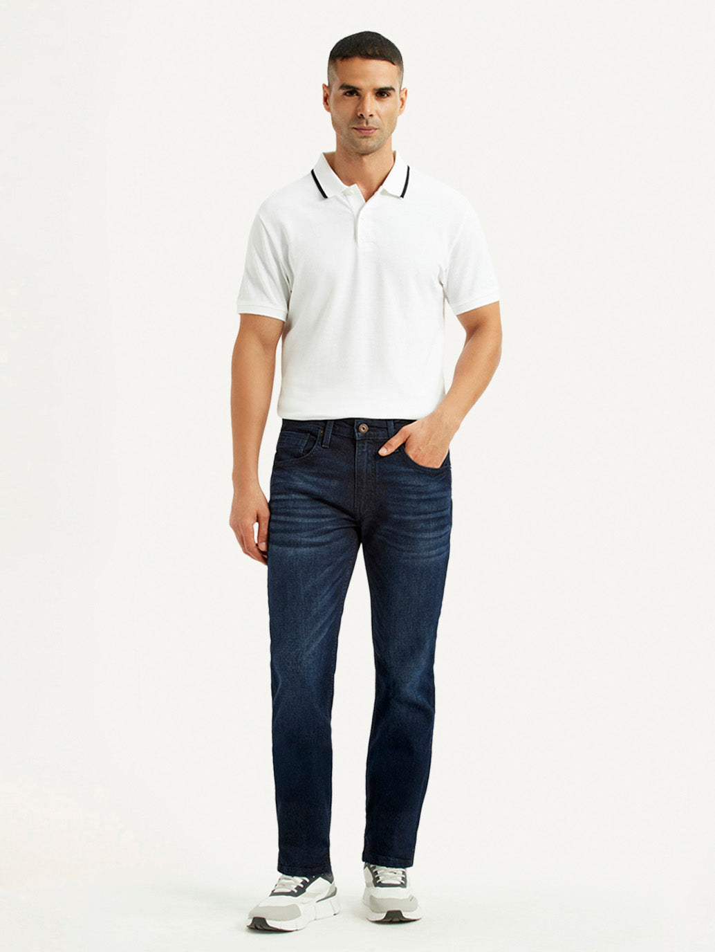 Men's 511 Dark Blue Slim Fit Mid Rise Jeans - Front View