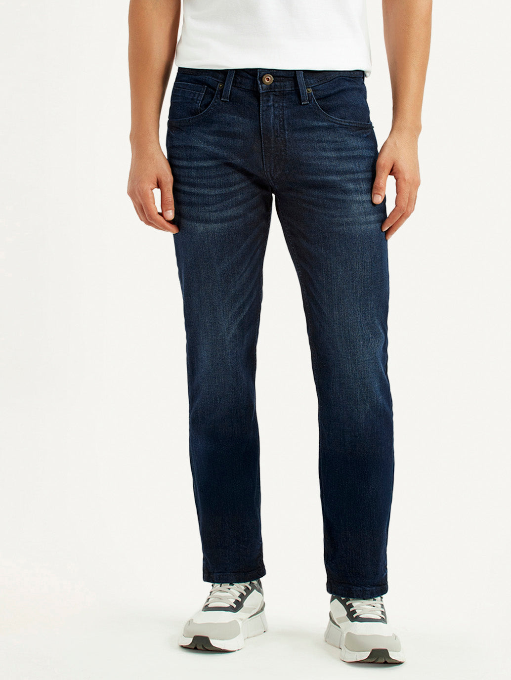 Men's 511 Dark Blue Slim Fit Mid Rise Jeans - Front View