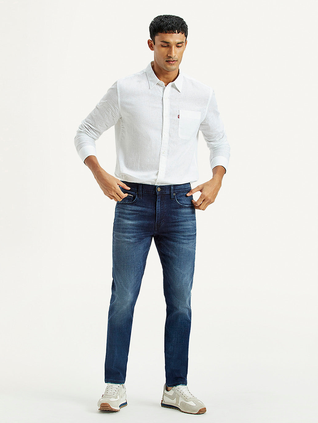 Men's 512 Dark Indigo Slim Tapered Fit Mid Rise Jeans - Front View