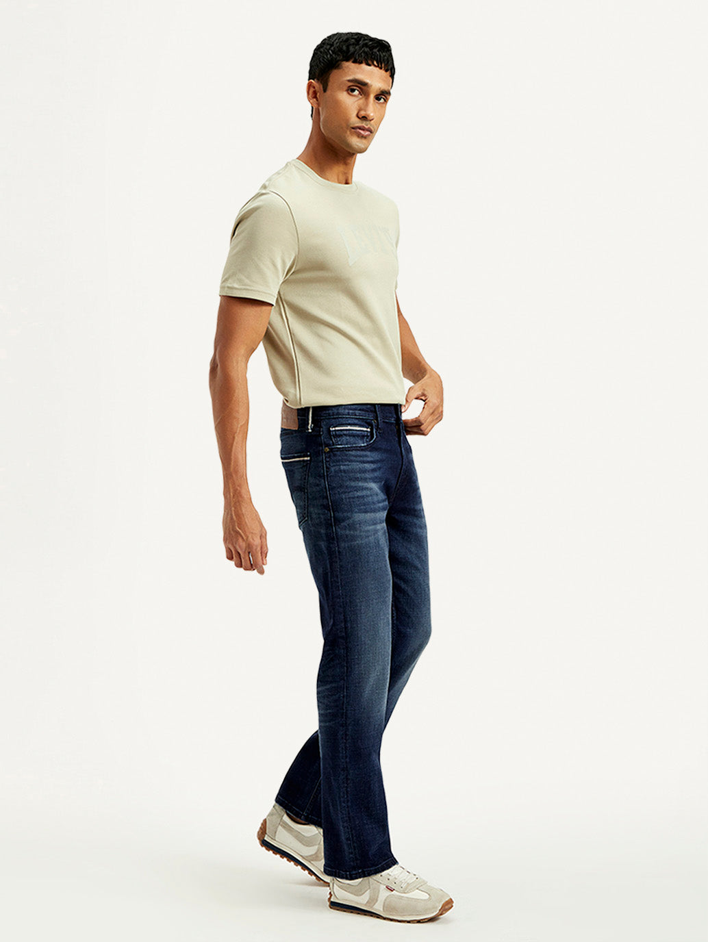 Men's 527 Blue Bootcut Fit Mid Rise Jeans - Side View