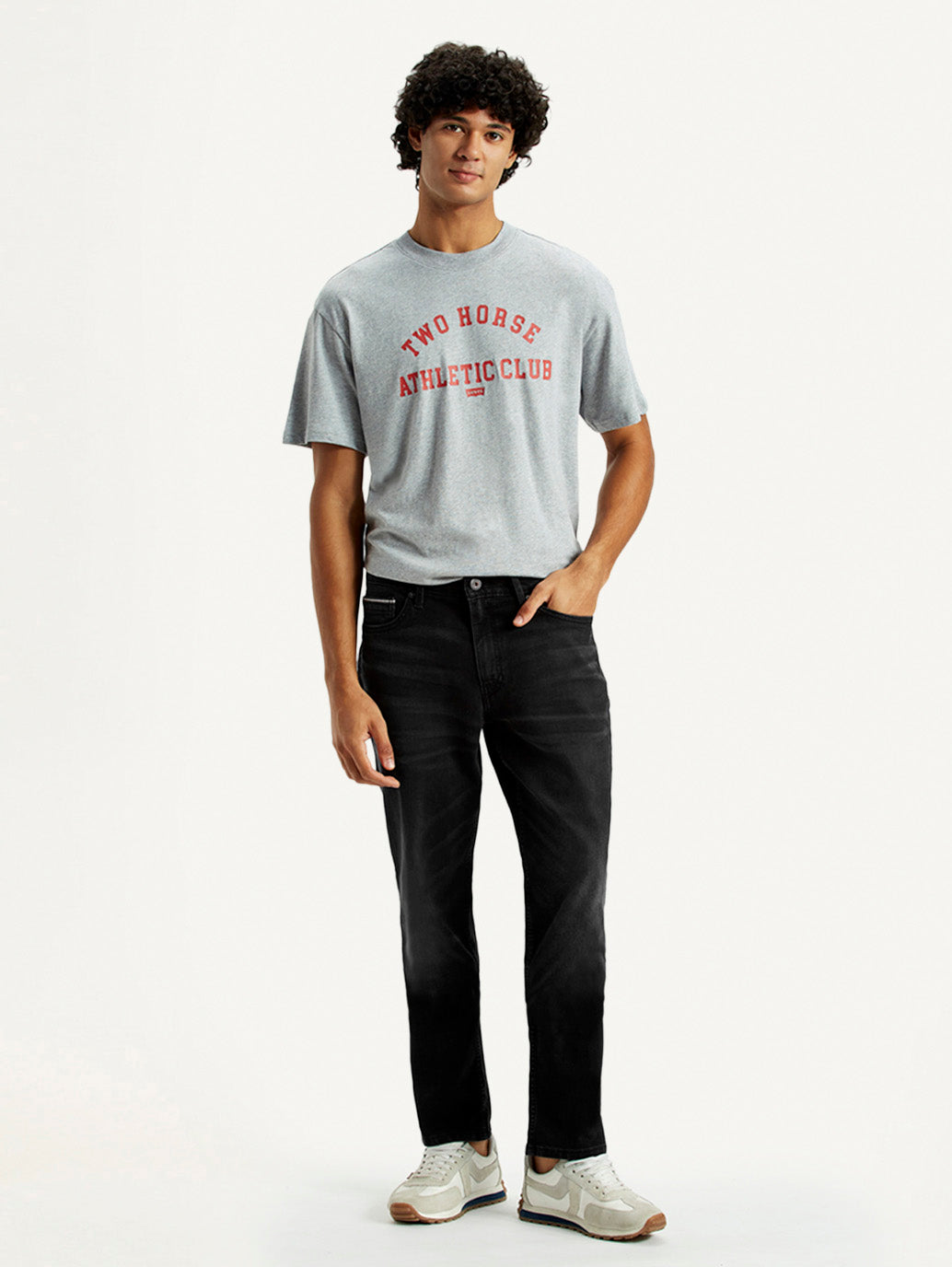 Men's 541 Black Athletic Tapered Fit Mid Rise Jeans - Front View