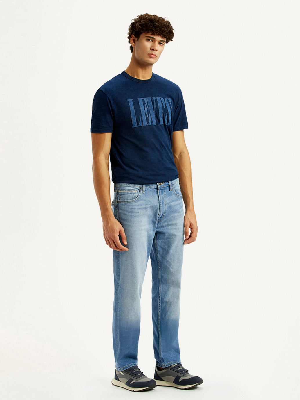 Men's 505 Light Blue Straight Fit Mid Rise Jeans - Side View