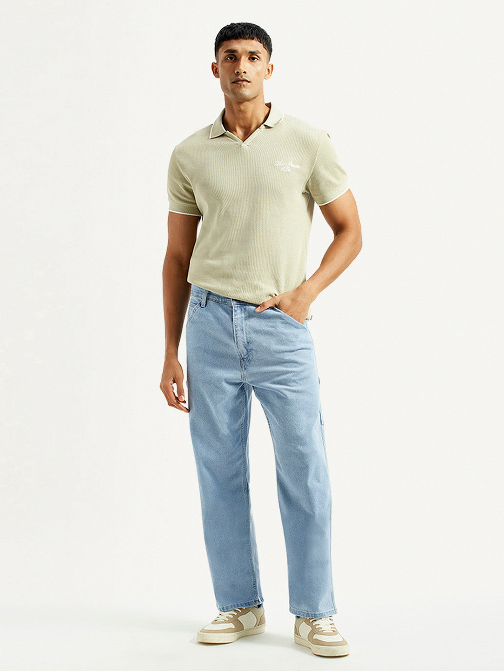 Men's 568 Light Blue Loose Fit Mid Rise Carpenter Jeans