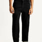 Men's 568 Black Loose Straight Fit Mid Rise Carpenter Jeans - Front View