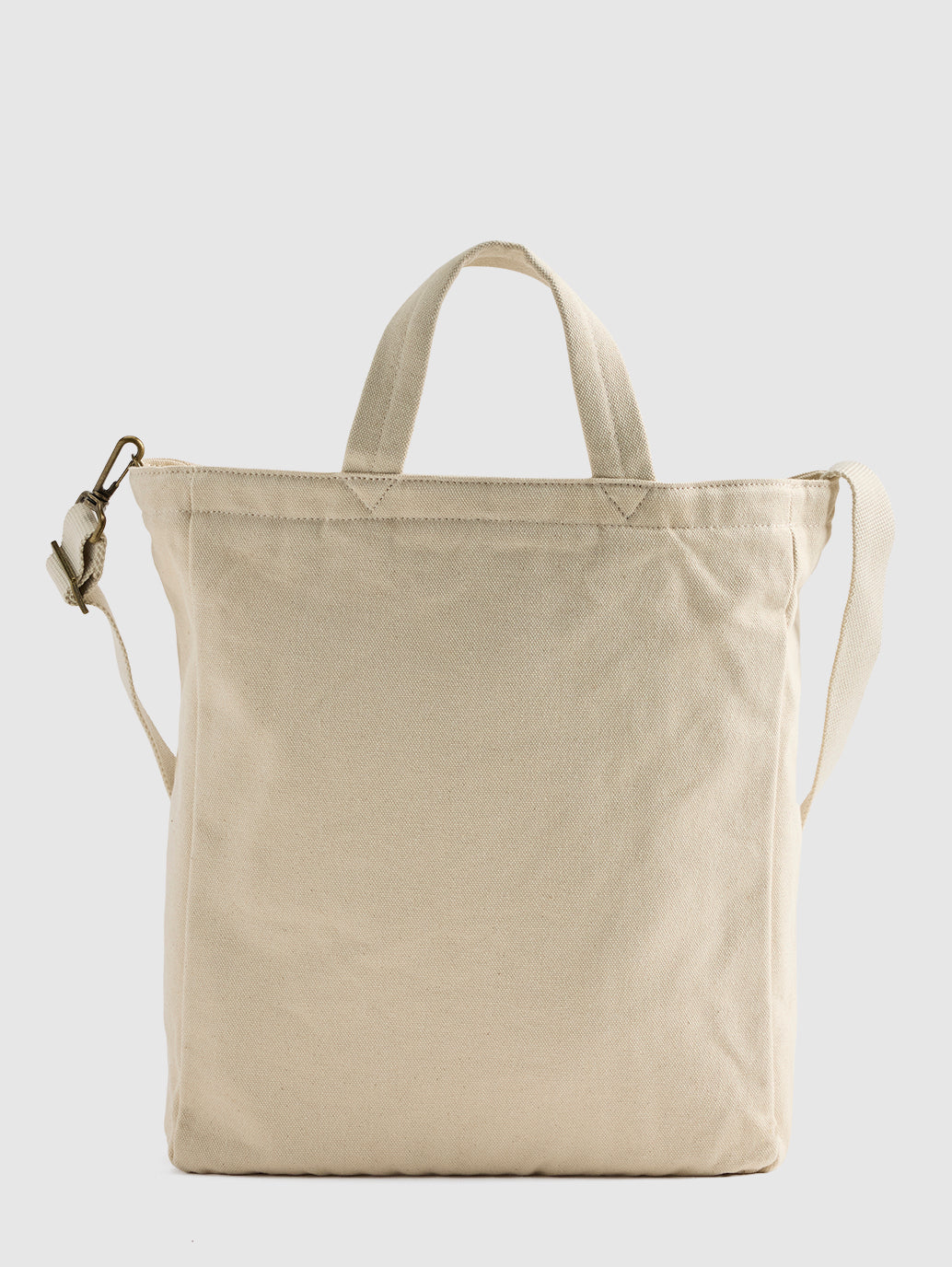 Unisex Beige Solid Tote Bag - Back View
