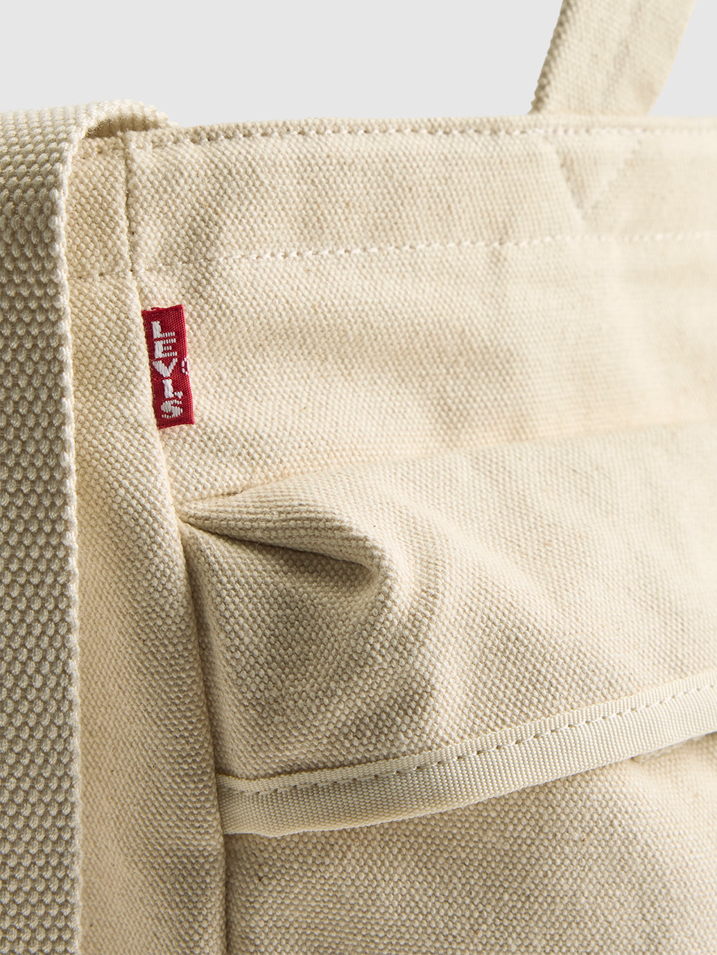 Unisex Beige Solid Tote Bag - Detail View