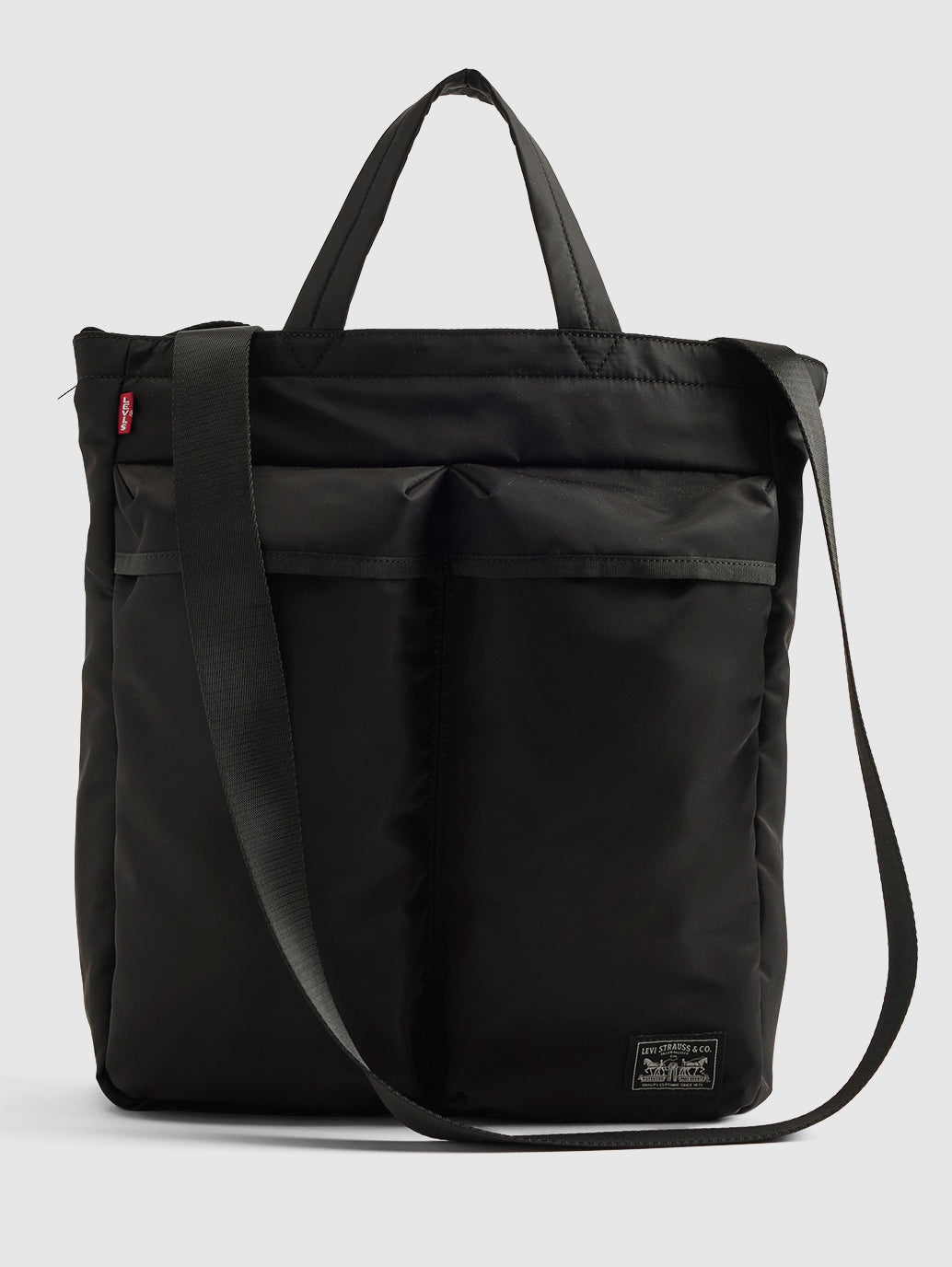 Unisex Black Solid Tote Bag - Front View