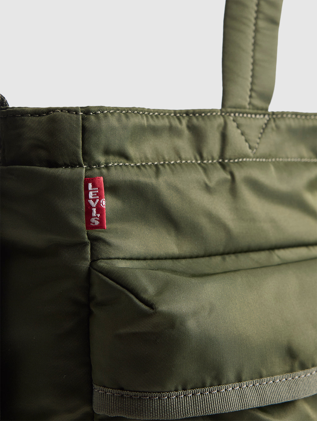 Unisex Olive Solid Tote Bag - Detail View