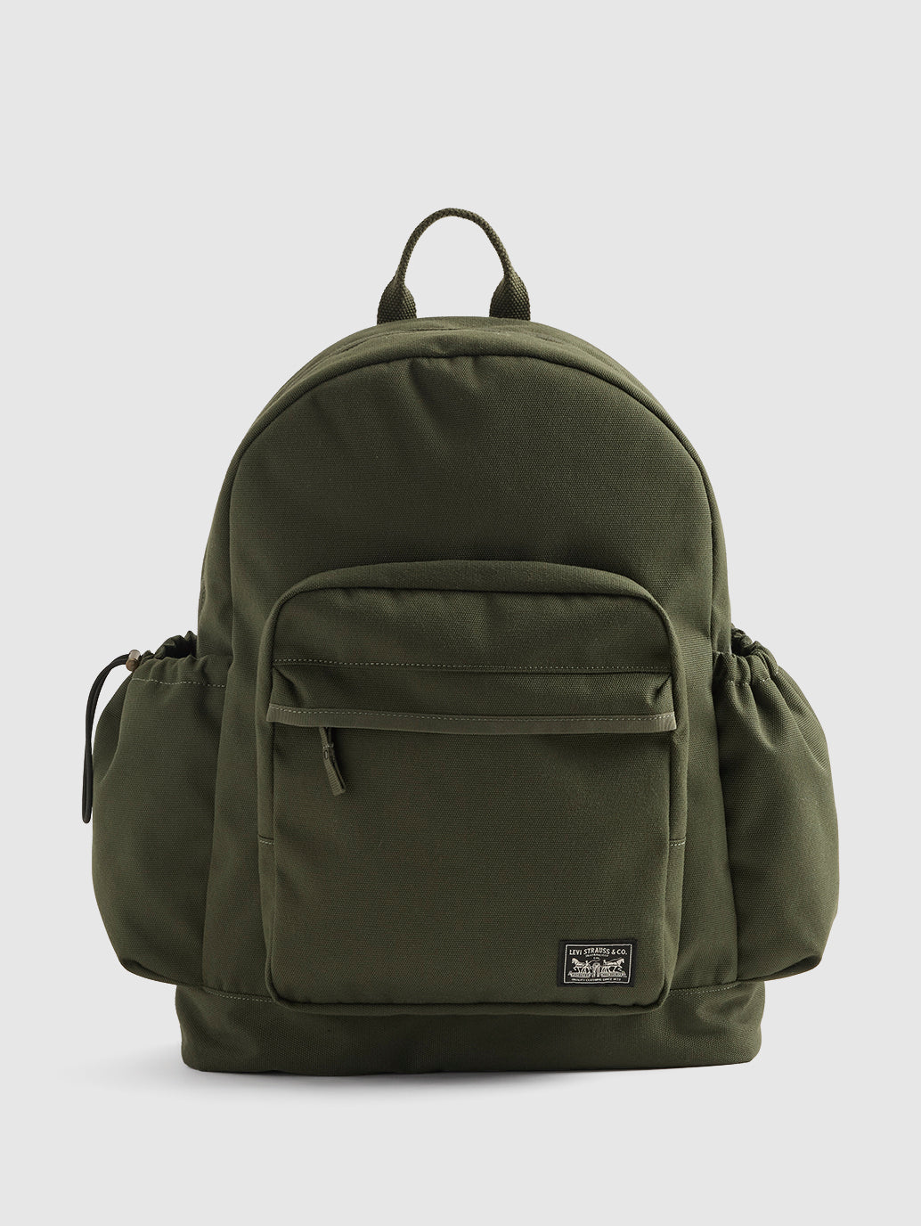 Unisex Olive Solid Backpack - Front View