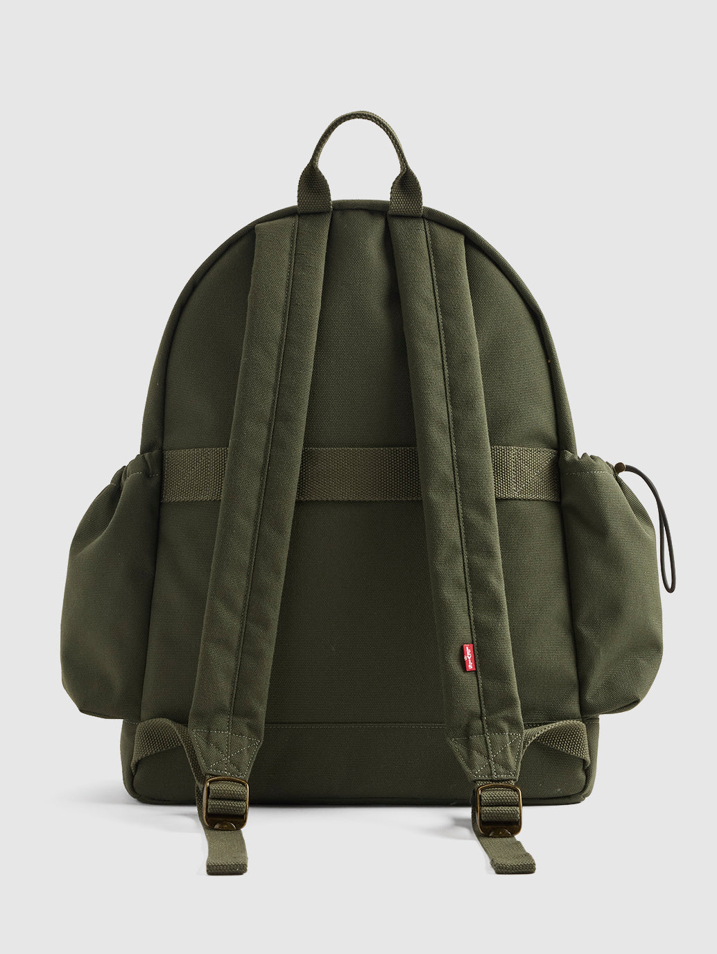 Unisex Olive Solid Backpack - Back View