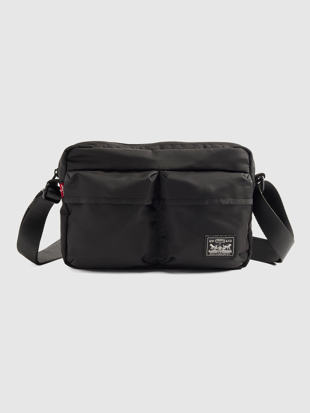 Unisex Black Solid Crossbody Bag - Front View