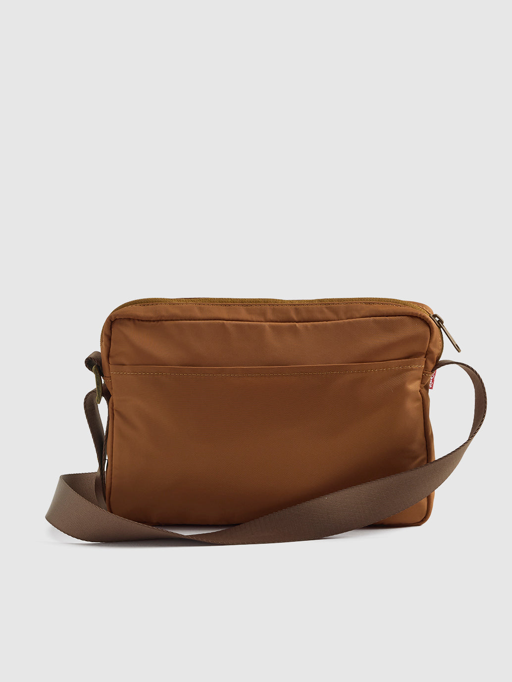 Unisex Brown Solid Messenger Bag - Back View
