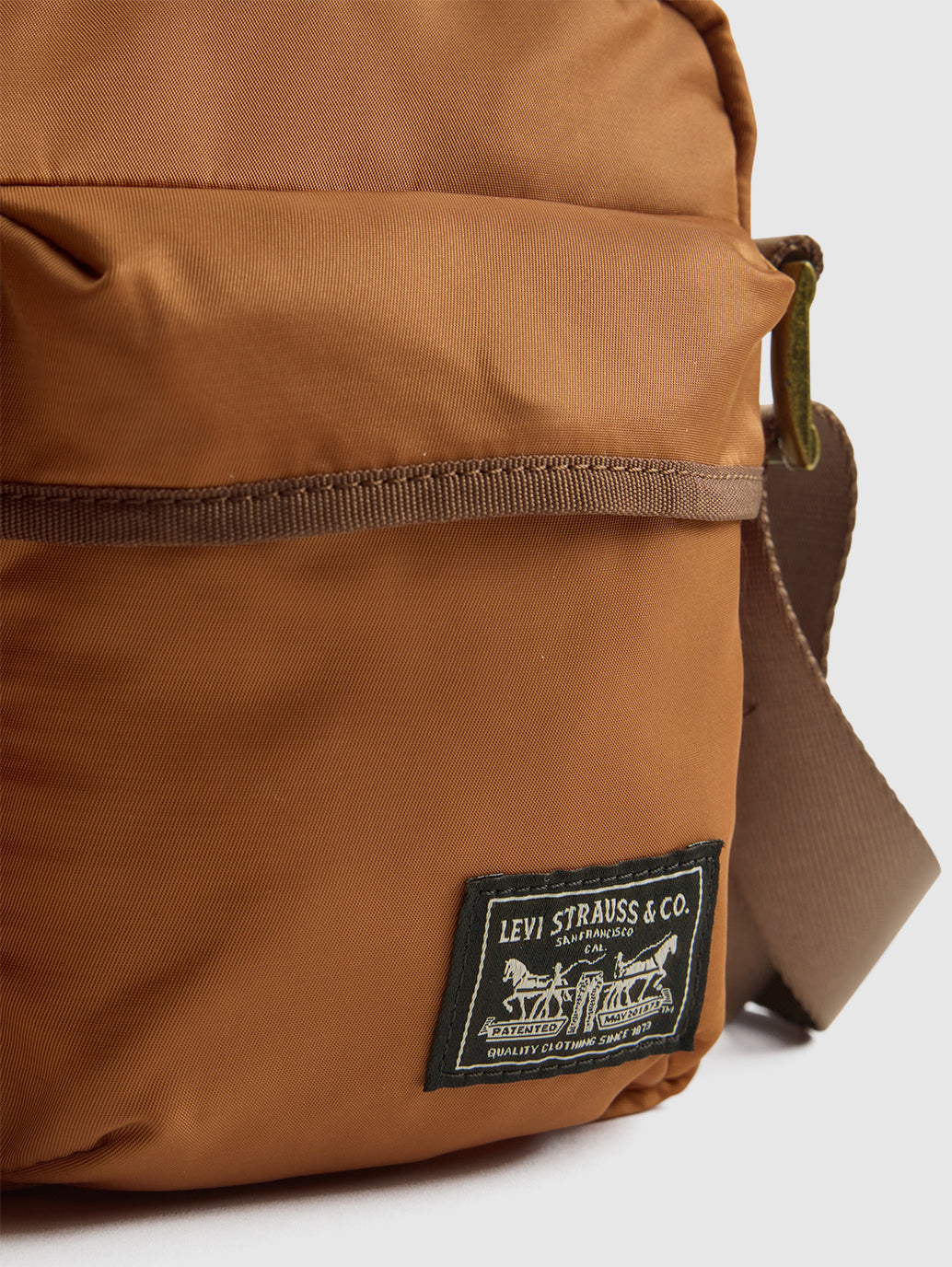 Unisex Brown Solid Messenger Bag - Detail View