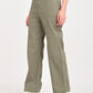 Women's Olive Loose Fit High Rise Trousers - jpg View