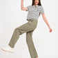 Women's Olive Loose Fit High Rise Trousers - 6 View