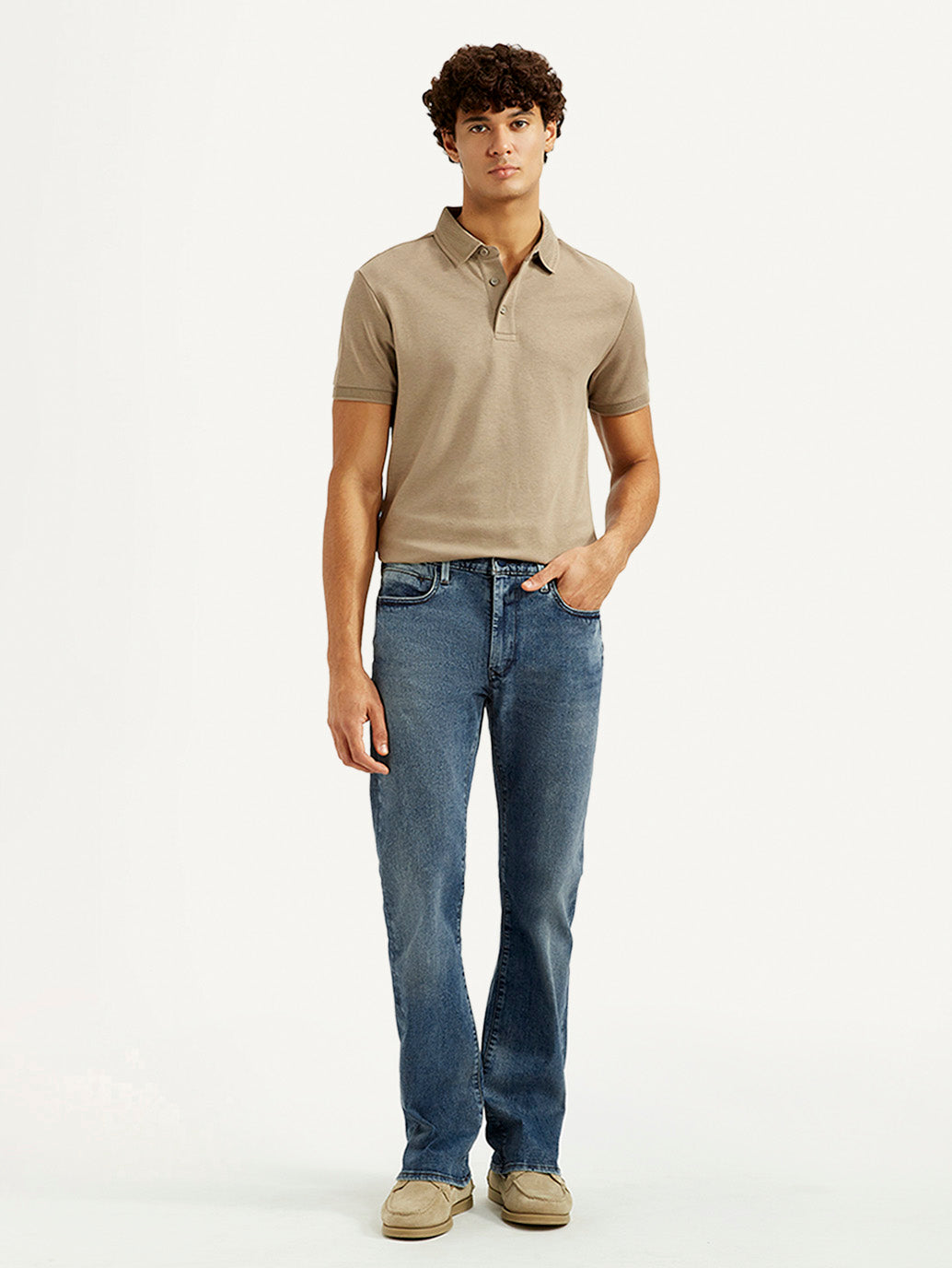 Men's Redloop 527 Blue Slim Bootcut Fit Mid Rise Jeans - Front View