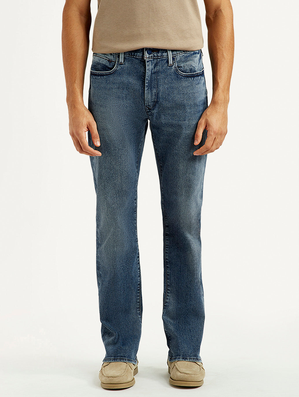 Men's Redloop 527 Blue Slim Bootcut Fit Mid Rise Jeans - Front View