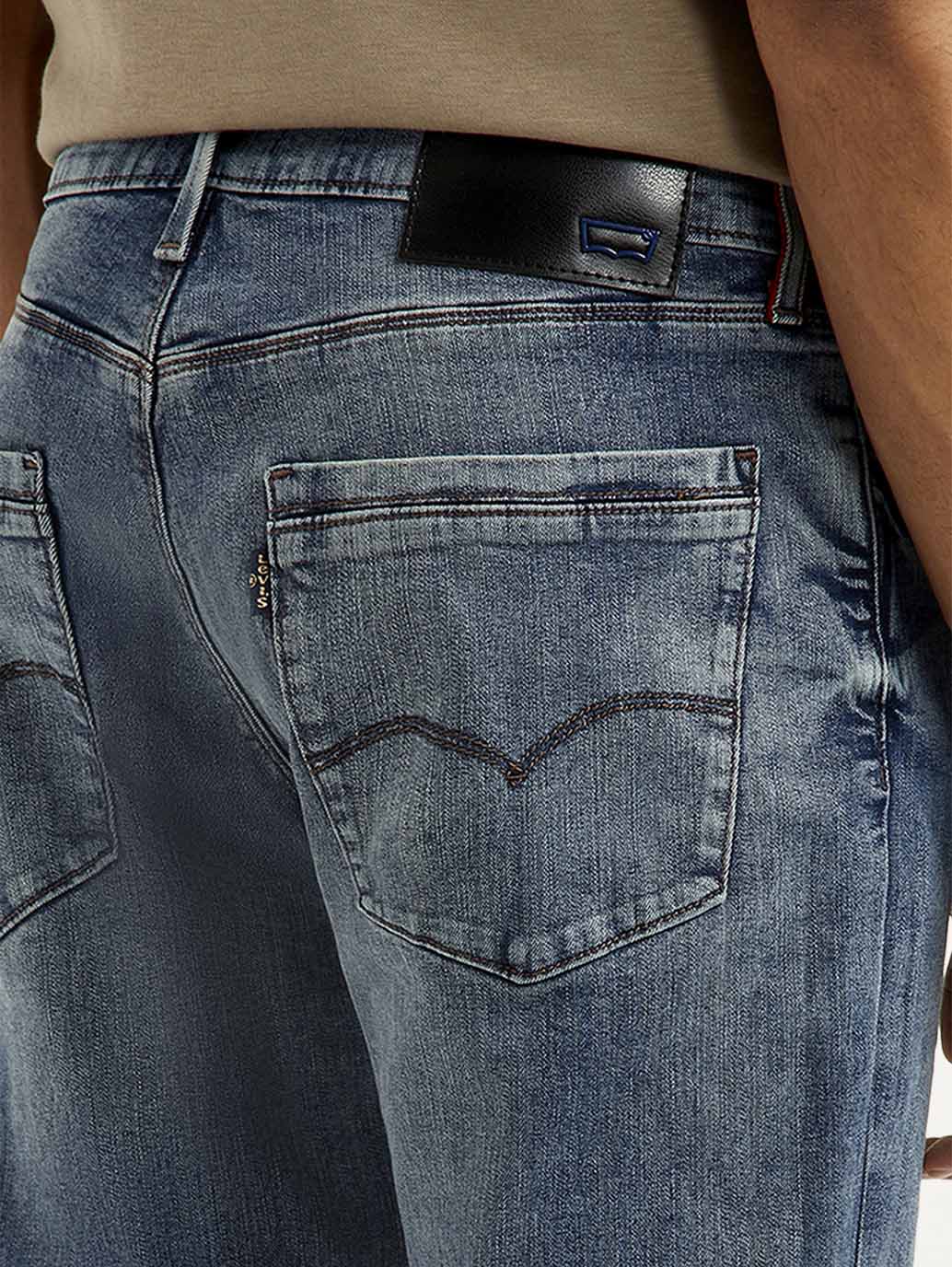 Men's Redloop 527 Blue Slim Bootcut Fit Mid Rise Jeans - Detail View