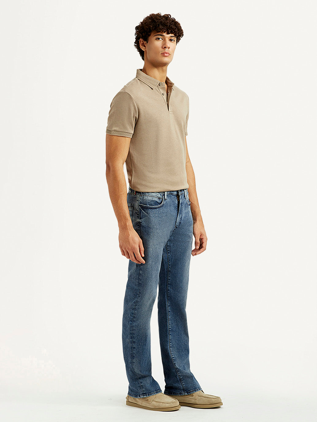Men's Redloop 527 Blue Slim Bootcut Fit Mid Rise Jeans - Side View