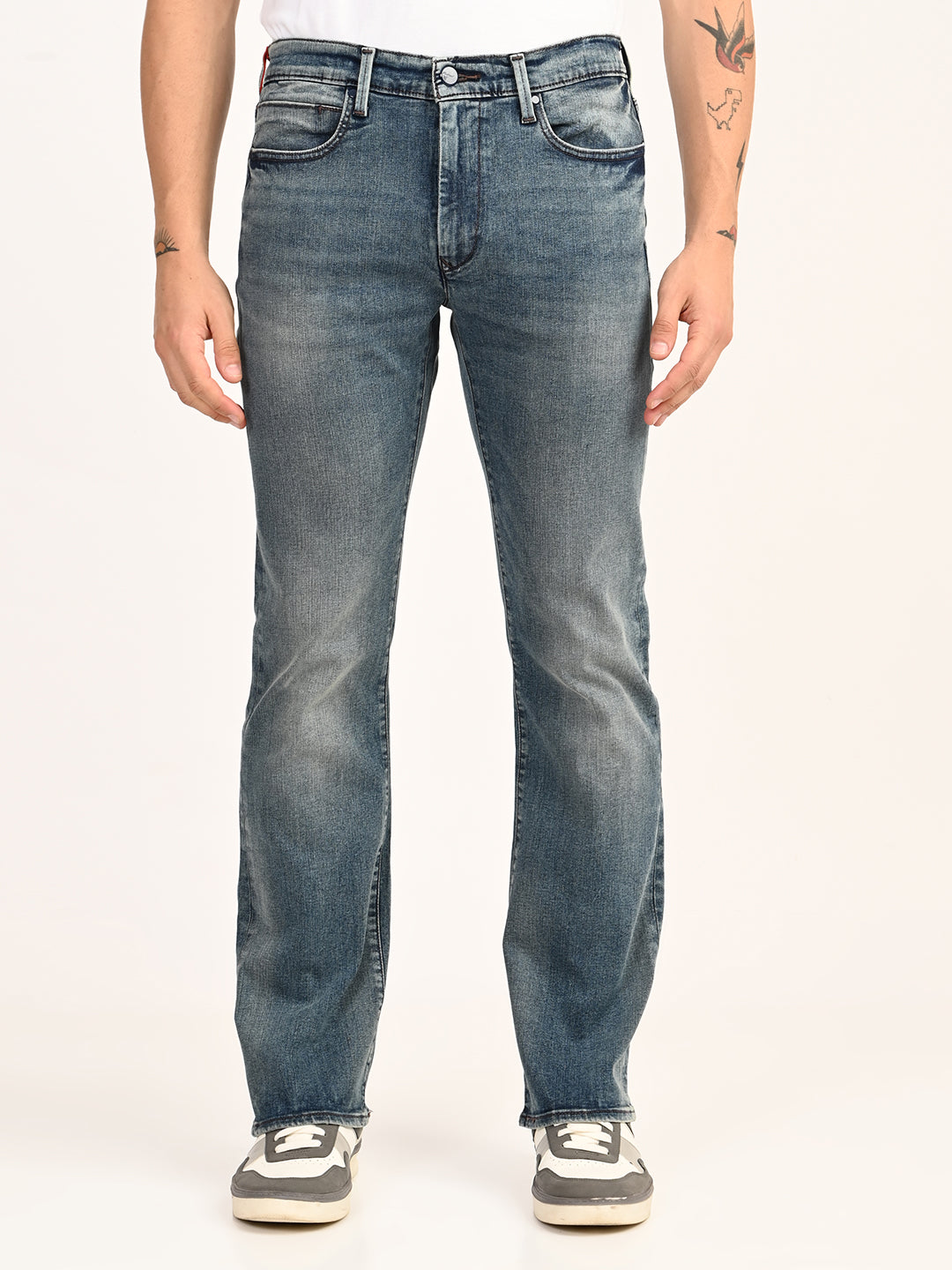 Men's 527 Blue Slim Bootcut Fit Mid Rise Jeans - front View