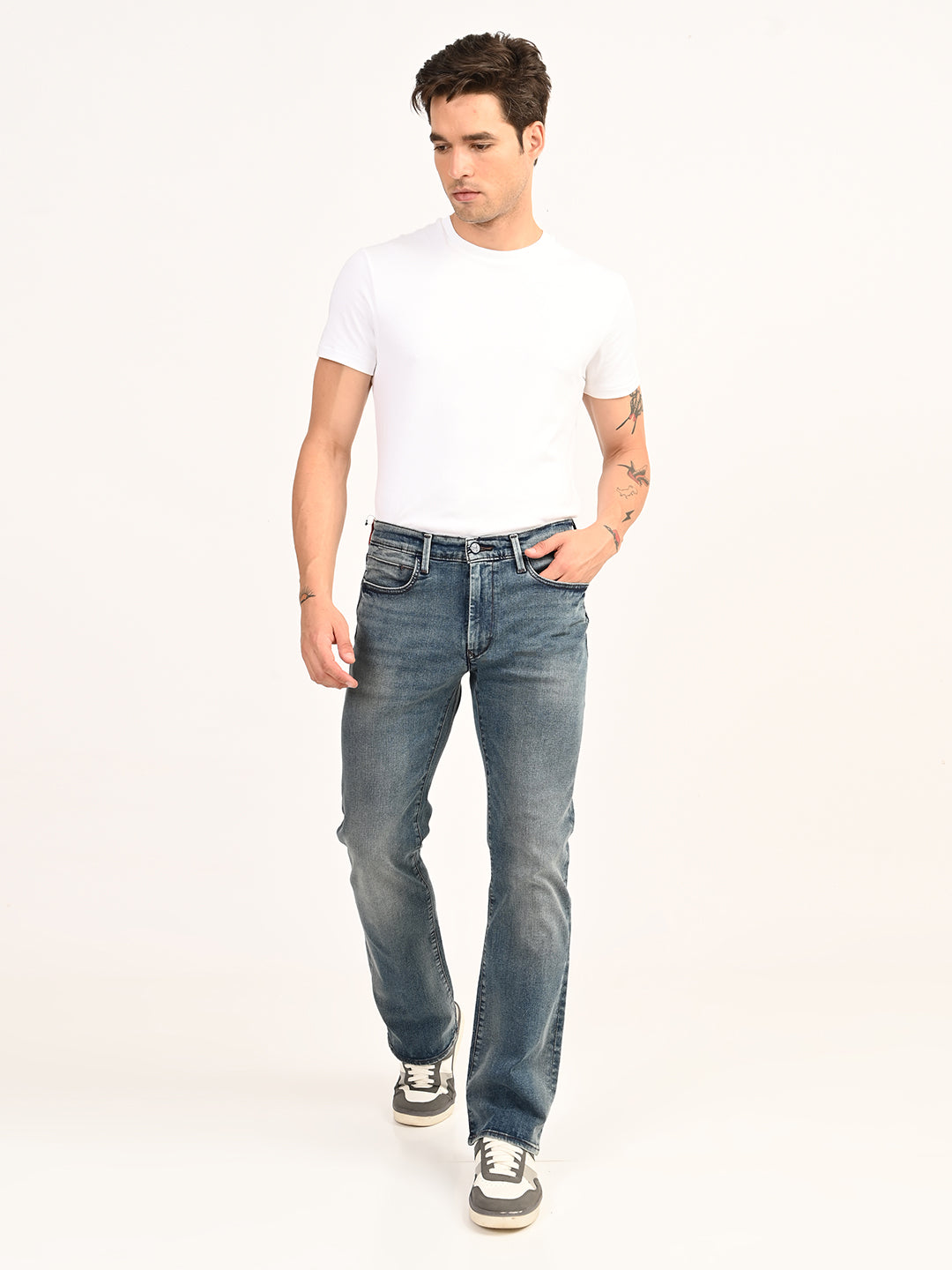 Men's 527 Blue Slim Bootcut Fit Mid Rise Jeans