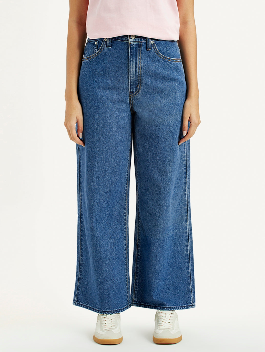 Women's Cinch 94 Med Indigo Baggy Fit Mid Rise Jeans - Front View