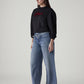 Women's Light Indigo Baggy Fit High Rise Cinched Jeans - Side View