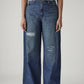 Women's Med Indigo Baggy Fit High Rise Cinched Jeans - Front View