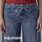 Women's Med Indigo Baggy Fit High Rise Cinched Jeans - Detail View