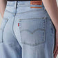 Women's Light Indigo Baggy Fit High Rise Cinched Jeans - 20 View