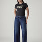 Women's Dark Indigo Baggy Fit High Rise Cinched Jeans - Styleshot View