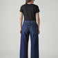 Women's Dark Indigo Baggy Fit High Rise Cinched Jeans - Back View