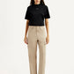 Women's High Rise Beige Ribcage Straight Fit Cargo Trousers - Front View