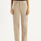 Women's High Rise Beige Ribcage Straight Fit Cargo Trousers - Front View