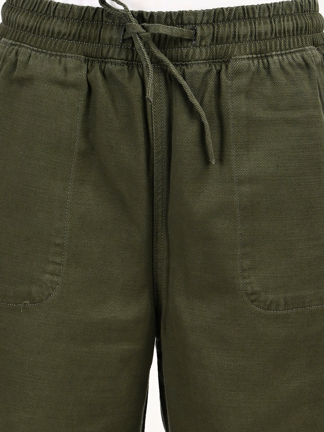 Women's High Rise Olive Regular Fit Parallel Trousers - detail View