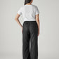 Women's Black Straight Fit Mid Rise Cargos - Back View
