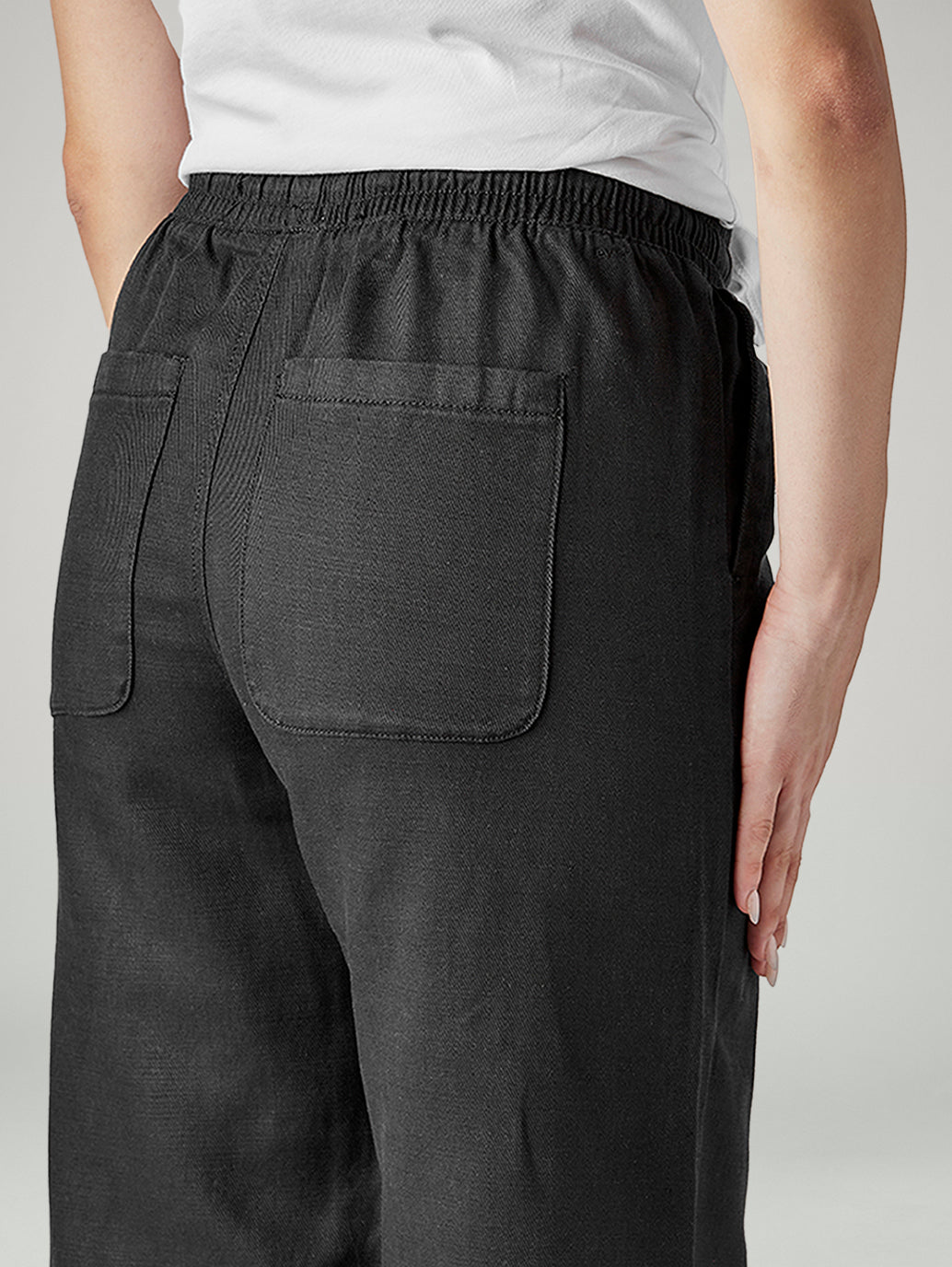 Women's Black Straight Fit Mid Rise Cargos - Detail View