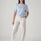 Women's Off White Straight Fit Mid Rise Trousers - Styleshot View