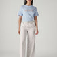 Women's Off White Straight Fit Mid Rise Trousers - Front View