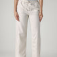 Women's Off White Straight Fit Mid Rise Trousers - Front View
