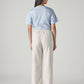 Women's Off White Straight Fit Mid Rise Trousers - Back View
