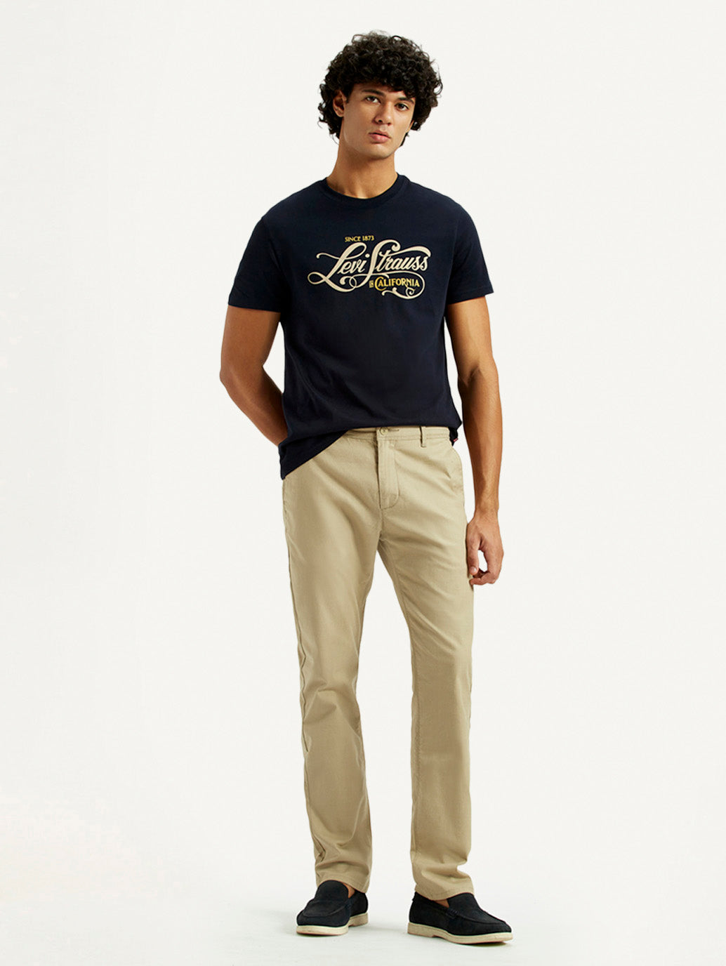 Men's 511 Beige Slim Fit Mid Rise Chinos - Styleshot View