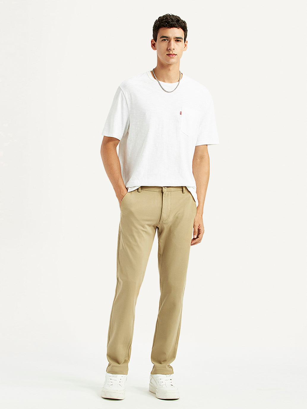 Men's Khaki Slim Fit Chino Trousers